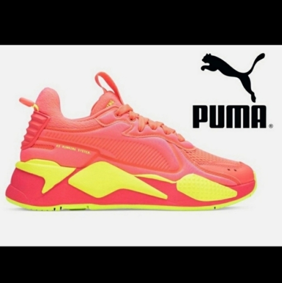 PUMA RS-X Softcase Neon Pink Yellow Sneakers - Picture 1 of 16